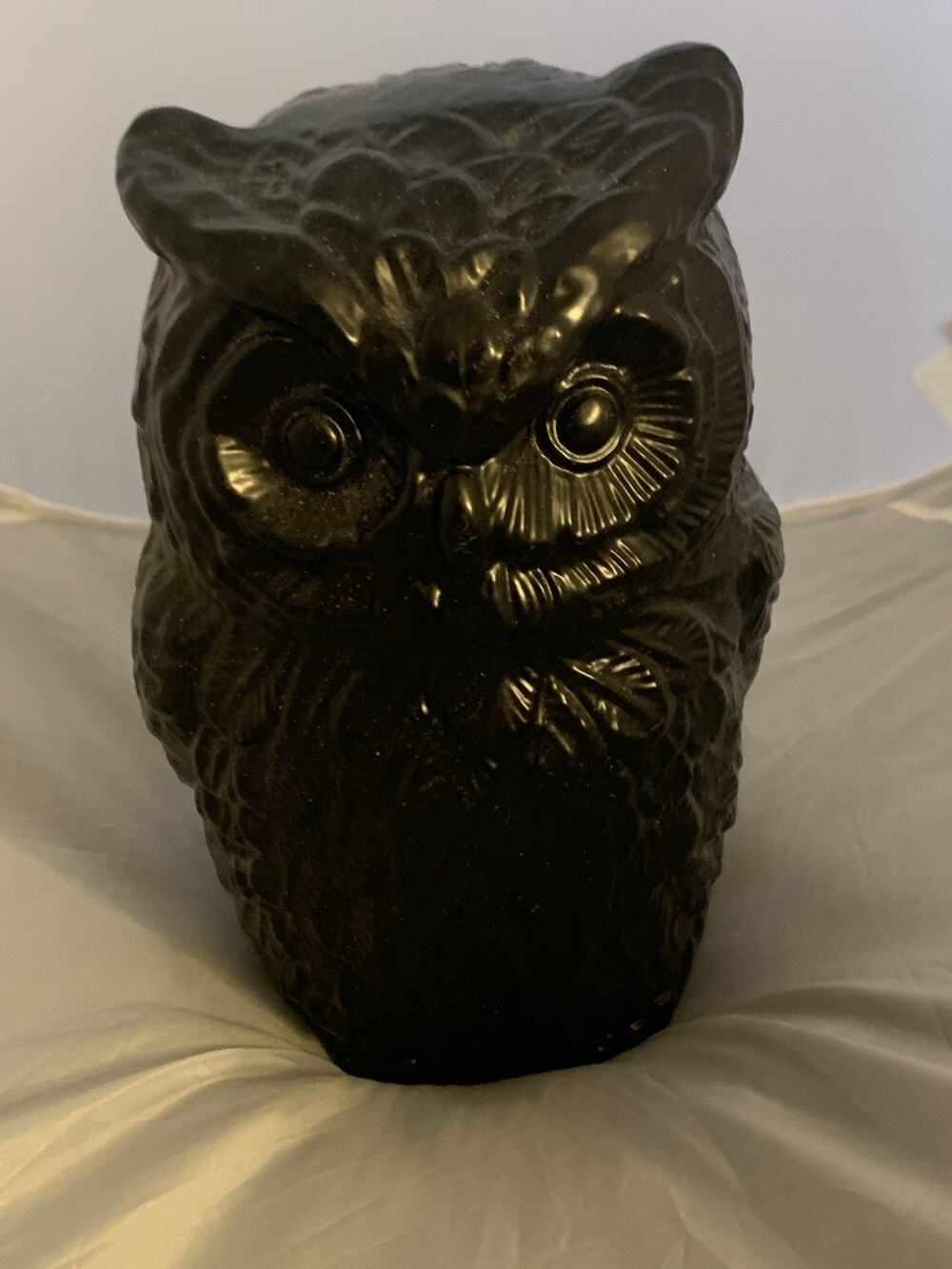 Rare IKEA 8.5 Inch Cast Aluminum Black Owl Statue Figurine Decor Bird